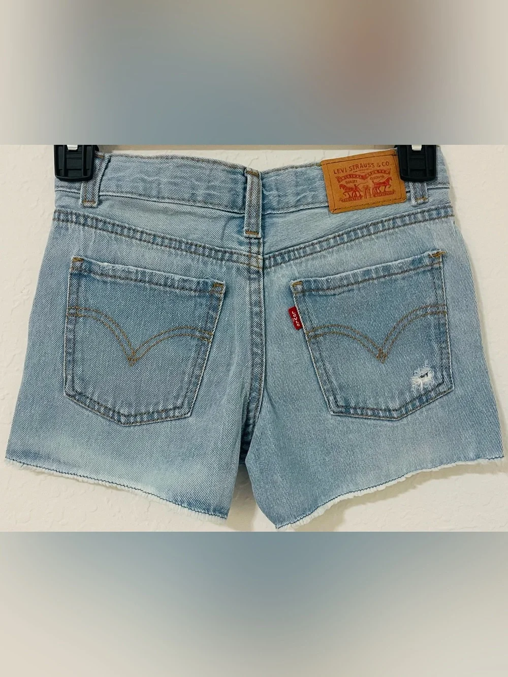 Levi's Light Blue Distressed Denim Kids Shorts